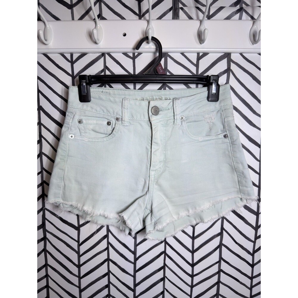 American Eagle Outfitters Light Blue Cut Off Denim Shorts Junior Women's 0 7028